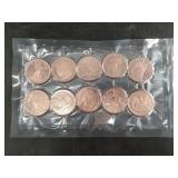 10 One troy oz. .999 fine copper rounds commemorat