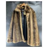 Simulated fur leather reversible coat, size small