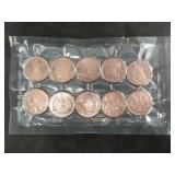10 One troy oz. .999 fine copper rounds commemorat