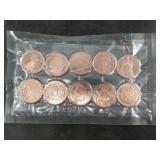 10 One troy oz. .999 fine copper rounds commemorat