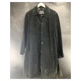 Bernardo suede leather 3/4 length coat, black, siz