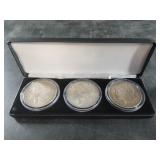 1921 P, D, S,  3 set Morgan silver dollar set in a