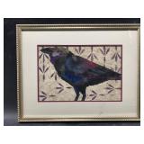 Matted and framed raven art. See photos for measur