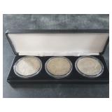 1921 P, D, S,  3 set Morgan silver dollar set in a