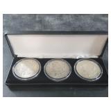 1921 P, D, S,  3 set Morgan silver dollar set in a