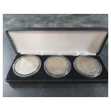 1921 P, D, S,  3 set Morgan silver dollar set in a