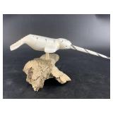 Charles Edwards walrus ivory carving of a narwhale