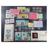 Mixed lot with steel cents, Liberty nickels, meter
