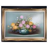 Beautiful vintage still life oil on canvas of a be
