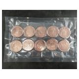 10 One troy oz. .999 fine copper rounds commemorat
