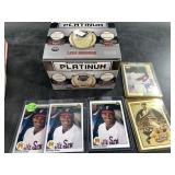 Box lot of MLB cards and memorabilia: signed baseb