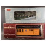 2 Large metal train cars, new in box, 1 is by Bach
