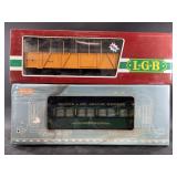 2 Large metal train cars, new in box, 1 is by LGB,