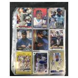 Assorted pages of vintage MLB cards: Ken Griffey J