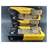 Three new in box K Line model train cars all milit
