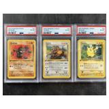 Lot of 3 PSA Graded Pokï¿½mon cards:  first edition