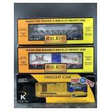Three new in box model train cars: 2 by Rail King,