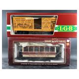 Two new in box model train cars: LGB and Bachmann