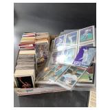 Large box lot of assorted vintage sports cards: au