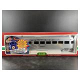 Large LGB Santa Fe model train car, indoor and out