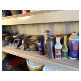Shelf lot with: a large vintage aluminum angle gri