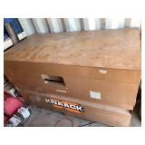 Knaack steel tool box, filled with misc. supplies,