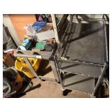 Lot with 2 rolling carts, a mop bucket, and a vari