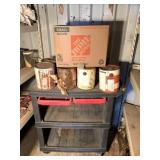 Rolling tool cart with paint and sealant