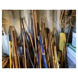 Well over 30 assorted outdoor hand tools with a su