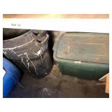 Lot with storage bin with trailer hitch, tow strap