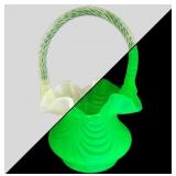 Beautiful uranium/frosted glass bridal basket 8'