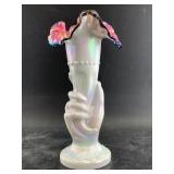 Fenton glass black rose torch face with opalescent