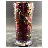 Fenton peacock carnival glass vase, 8' tall, 367/9