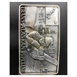 Vintage, silver tone Trans-Alaskan Pipeline belt b