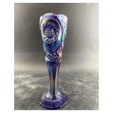 Fenton blue carnival glass Champagne flute, 8.5' t