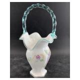 Fenton glass basket from Legacy Collection, hand p