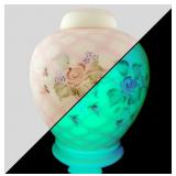 Fenton Burmese uranium glass Ginger jar, hand pain