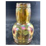 Fenton glass hand painted tumbleup carafe and glas