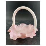 Fenton glass basket with a Rosaline glass, 6' tall