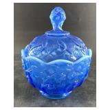 Fenton Aqua blue lily of the valley candy dish, 7'