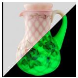 Fenton Burmese uranium glass tumbleup pitcher, whi