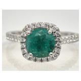 18kt Gold and natural emerald and diamond ring, ce