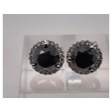 18kt Gold and black diamond pair of earrings, 2 fa