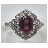 Natural unheated pink sapphire, diamond ring,  cen