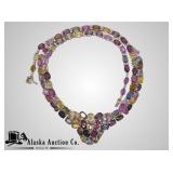 Multi-color sapphire and diamond necklace set in p