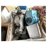 Platic Tote with Motor, circular saw, electrice pa