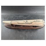 R.T.S. detailed ivory scrimshaw of a Native Alaska