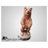 Wood carving of a bear, 32" tall