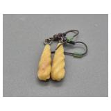 Lovely pair of fluted fossilized ivory dangle earr