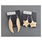 2 Pairs of mammoth ivory earrings on sterling silv